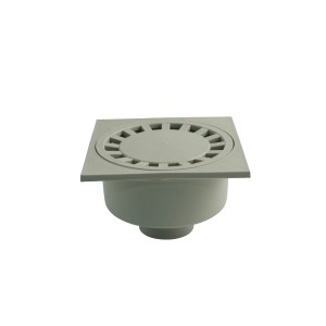 Marley Hofablauf DN 110 aus Kunststoff mit Rost und Geruchsverschluss.