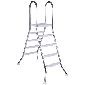 Steinbach Aufstellbeckenleiter aus Edelstahl mit 4 Stufen für Pools von 120-135cm Höhe.