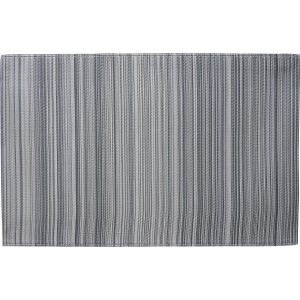 Grau-anthrazit melierter Outdoor-Teppich 180x120cm aus Polypropylen mit Streifenmuster.