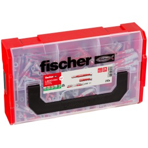 Fischer L-BOXX Mini mit DuoPower Dübeln, 210-teiliges Set für leichte bis schwere Befestigungen.