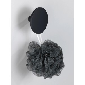 Wenko Wandhaken Melle, schwarz, mit Badeschwamm. Handtuchhalter aus Polyresin zum Schrauben.