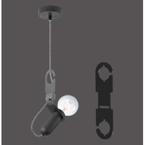 Schwarzer Metallbügel "Turn me" für Pendelleuchten, zur individuellen Anpassung der Kabellänge.