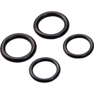 Dichtungs-Set für Schwenkausläufe, 4 schwarze O-Ringe in zwei Größen.