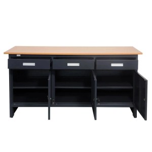 Jet-Line Werkbank GROSNY 170 cm Metall Anthrazit 3 Schubladen 3 Türen