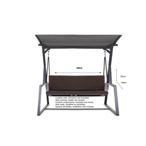 Braunes Polster Setgarden für 3-Sitzer Hollywoodschaukel, 180 cm breit.