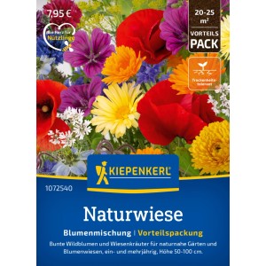 Kiepenkerl Blumenmischung Naturwiese, Vorteilspackung mit bunten Wildblumen und Kräutern.