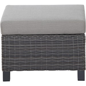 Siena Garden Loungehocker Corido, anthrazitgraues Geflecht, taupefarbenes Kissen.