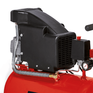 Einhell Kompressor TC-AC 190/24/8, 1500 W, Detailansicht des roten Kessels und der schwarzen Motoreinheit.
