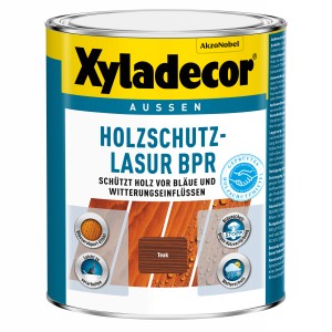 Xyladecor Holzschutz-Lasur BPR Teak 1 l im Metalleimer. Holzlasur für Aussenbereiche. Wirkt gegen Bläuepilz.
