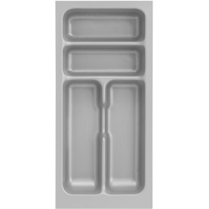 Grauer Besteckeinsatz OPTIkult 30 cm für Schubladen, mit mehreren Fächern.