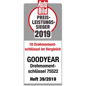 Auto Bild Testsiegel: Goodyear Drehmomentschlüssel "Preis-Leistungs-Sieger 2019".