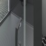Detailaufnahme: Schulte Komplettdusche Bali mit Schiebetür, mattschwarze Profile, Duschwanne mit Muster.