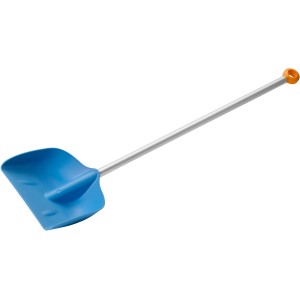 Blaue Fiskars Kinder-Schaufel MyFirst mit Aluminiumstiel und orangem Griff. Ideal für Gartenarbeit.