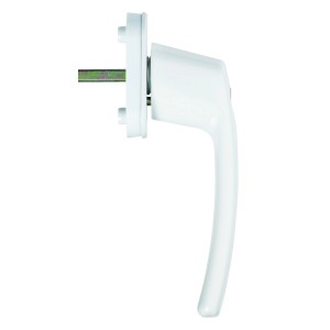 Weißer Abus Fenstergriff FG210 W, abschließbarer Griff aus Zinkdruckguss für Fenster.