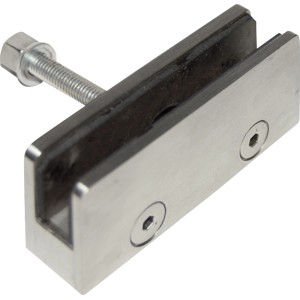 Eckiger Glashalter V4A aus Edelstahl für Treppen & Geländer, geeignet für Glasstärke 8mm.