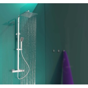 Eisl Überkopfbrause-Set Calvino Chrom mit Thermostat: Regendusche und Handbrause im Duschbereich.