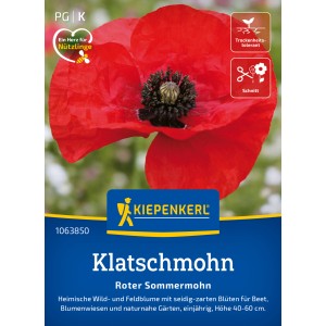Kiepenkerl Klatschmohn, rote Blüte. Sommerblume für Beet, Blumenwiese und Garten.