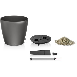 Lechuza Classico Premium Pflanzgefäß, Ø 70cm, Anthrazit metallic, mit Zubehör für Bewässerungssystem.