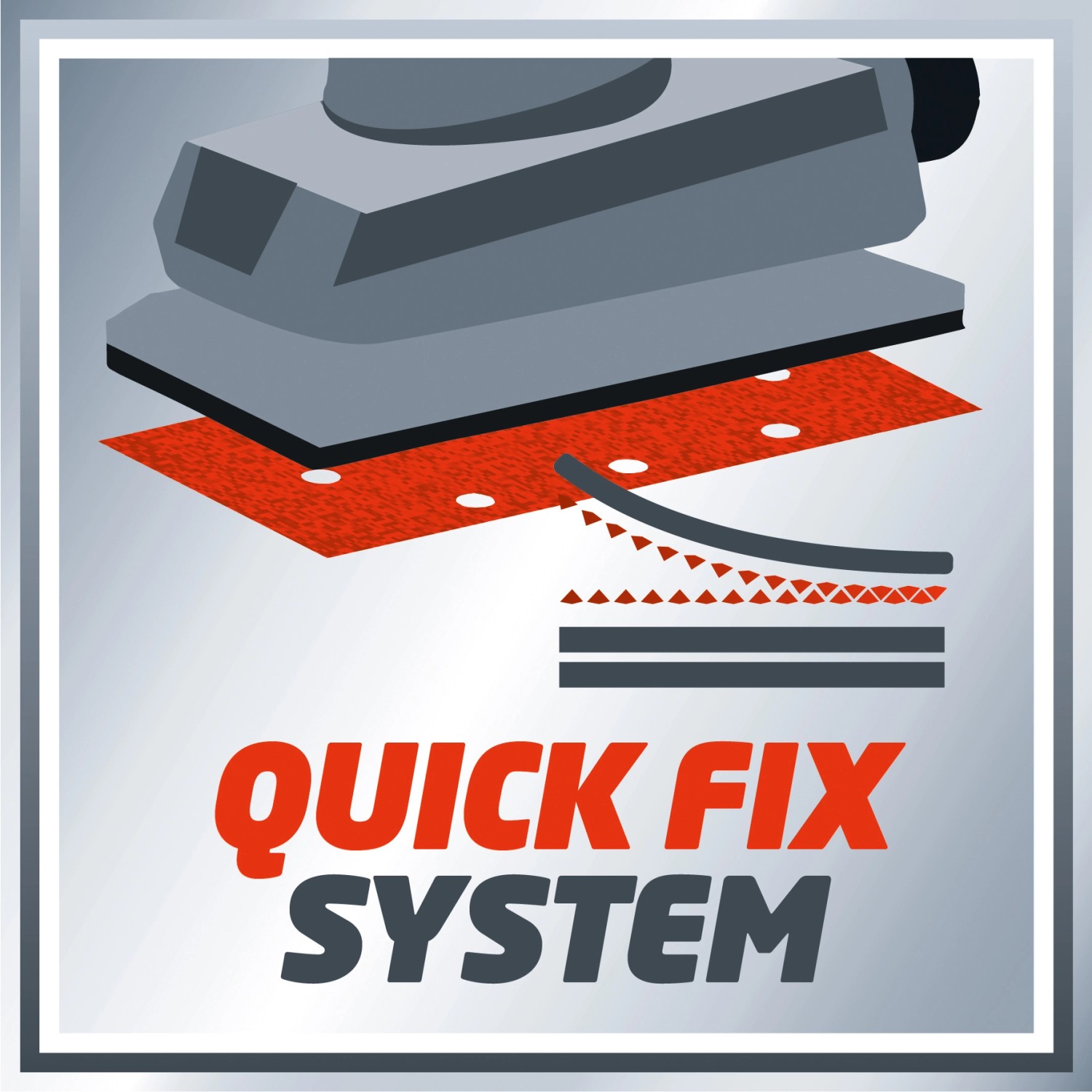 Detailaufnahme Einhell TC-OS 1520 Schwingschleifer mit Quick Fix System für Schleifpapier.