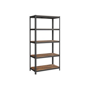 Songmics Standregal, 5 Böden, braun-schwarz, 50x100x200 cm. Vielseitiges Regal für Keller, Garage oder Wohnraum.