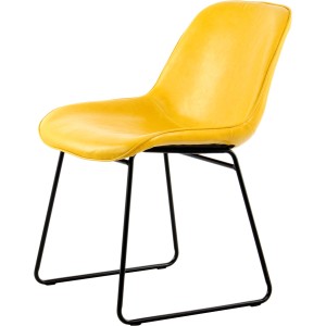 Gelber Kayoom Stuhl Cora im 2er-Set mit schwarzem Metallgestell.
