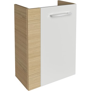 Fackelmann Waschbeckenunterschrank SBC Sandeiche, 44 cm breit, mit weißer Tür und Griff.