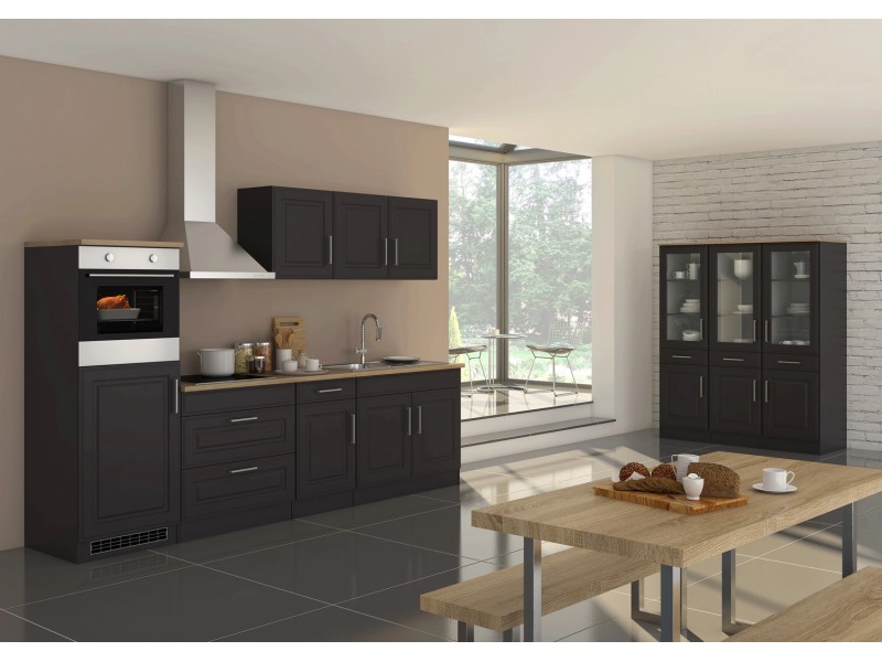 Held Möbel Küchenzeile Rom 290 cm Landhaus Grau Matt mit E-Geräten kaufen  bei OBI