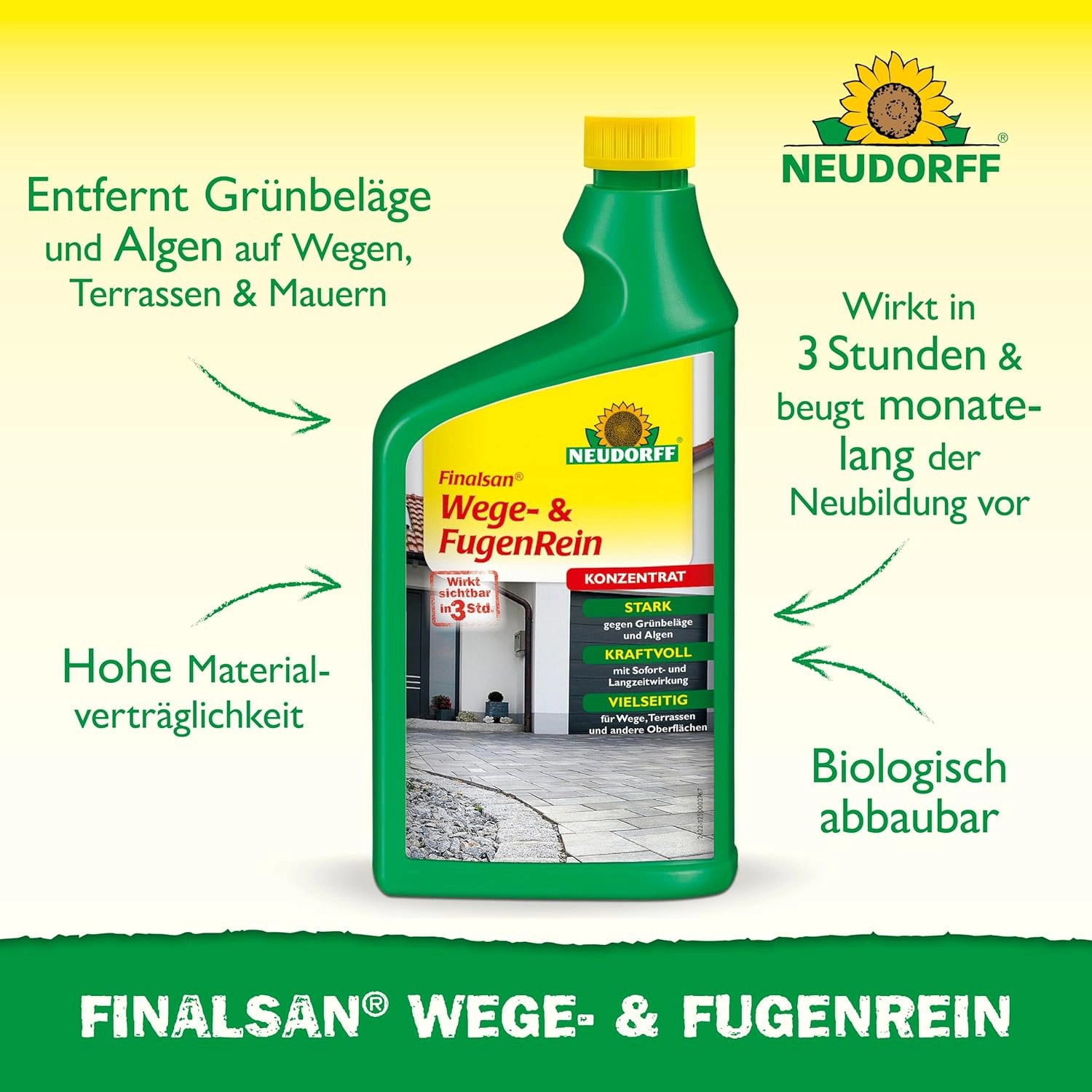 Neudorff Finalsan Wege- und Fugenrein 1 l: Grünbelagentferner für Wege, Terrassen und Mauern.
