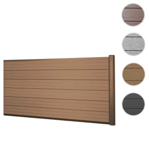 MCW WPC-Sichtschutz Savoie, Erweiterungselement niedrig, 1,85m, Teak, mit Alu-Pfosten.