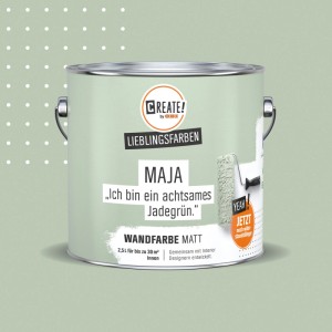 Farbeimer CREATE! by OBI Lieblingsfarbe Maja Jadegrün, matte Wandfarbe für Innenräume.