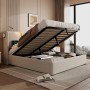 okwish Polsterbett 160x200cm mit Stauraum USB Leselicht Jugendzimmer Beige ohne Matratze_9