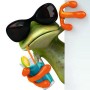 Deco Panel Fertigbild: Cartoon Frosch mit Sonnenbrille und Cocktail, 40x50cm.