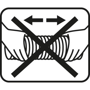 Symbol: ALU-Flexrohr vorsichtig auseinanderziehen, um Beschädigungen zu vermeiden.