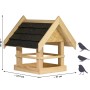 Vogelhaus Noir aus hellem Kiefernholz mit schwarzem Spitzdach. Robuster Futterplatz für Wildvögel im Garten.