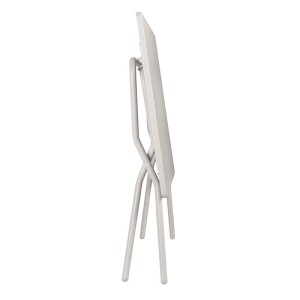 Zusammengeklappter Balcony Tisch 120x70 in Beige. Gartentisch aus Stahl, platzsparend.
