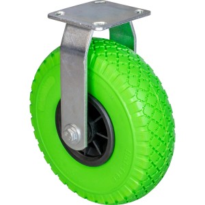 Wagner Transportgeräte-Bockrolle mit grünem, pannensicherem Rad und Stahlgehäuse.