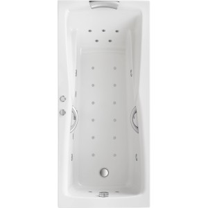 Ottofond Whirlpool-Komplettset Atlanta, 180x80 cm, weiße Badewanne mit Düsen und Armaturen.