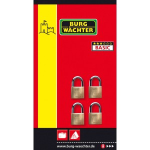 Burg Wächter Vorhangschloss-Set Quadro 405 30 SB mit 4 gleichschließenden Schlössern.