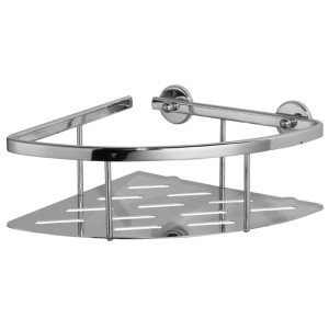 Verchromter Nie Wieder Bohren Eck-Duschkorb Aluxx zur Wandmontage im Badezimmer.