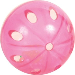 Pinkfarbener Jollypaw Rasselball für Katzen, 4,5 cm Durchmesser, mit Löchern.