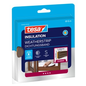 tesa® Insulation Dichtungsband E-Profil, braun, 6m, für Tür- und Fensterdichtungen.