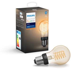 Philips Hue LED-Lampe Filament White E27 9W mit Bluetooth, Einzelpack. Vintage-Look für smarte Beleuchtung.