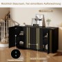 okwish Sideboard mit 4 Türen Verstellbaren Trennwänden Wohnzimmer 140x35x70cm Schwarz_6