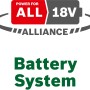 Bosch 18V Power For All Akku-System Logo für Gartengeräte wie die Akku-Baumschere.
