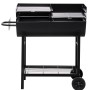 Schwarzes Tepro Grillfass Detroit mit Ablage und Rädern. Holzkohlegrill für Garten und Terrasse.