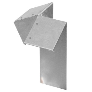 Schneckenblech Eckteil aus verzinktem Stahl für 90-Grad-Winkel.