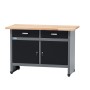 Küpper Werkbank mit 2 Türen, 2 Schubladen, 84x120x60 cm, schwarz-hellgrau, FSC®-zertifiziert.
