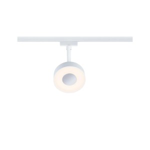 Signalweißer LED-Schienenspot Circle URail, warmweißes Licht, Ø 10 cm, für flexible Beleuchtung.