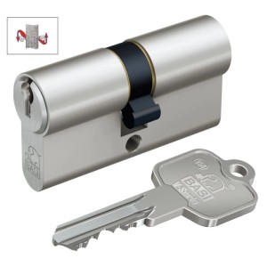 Basi V50 Kurzzylinder 27/27 mm, gleichschließend mit Schlüssel. Eisenwarenbeschläge für dünne Türen.