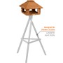 Dobar Vogelhaus Blockhaus aus Holz, viereckig, mit Holzdach. 37 cm. Robustes Vogelfutterhaus, auf Ständer gezeigt.
